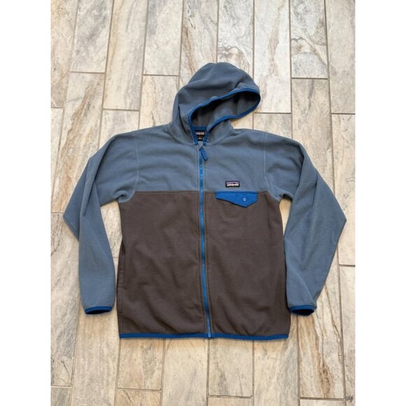 Patagonia kids youth large (12) blue/gray Micro D Snap-T Fleece Jacket UNISEX